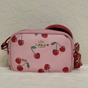 Coach Mini Jamie Camera Bag With Heart Cherry Print